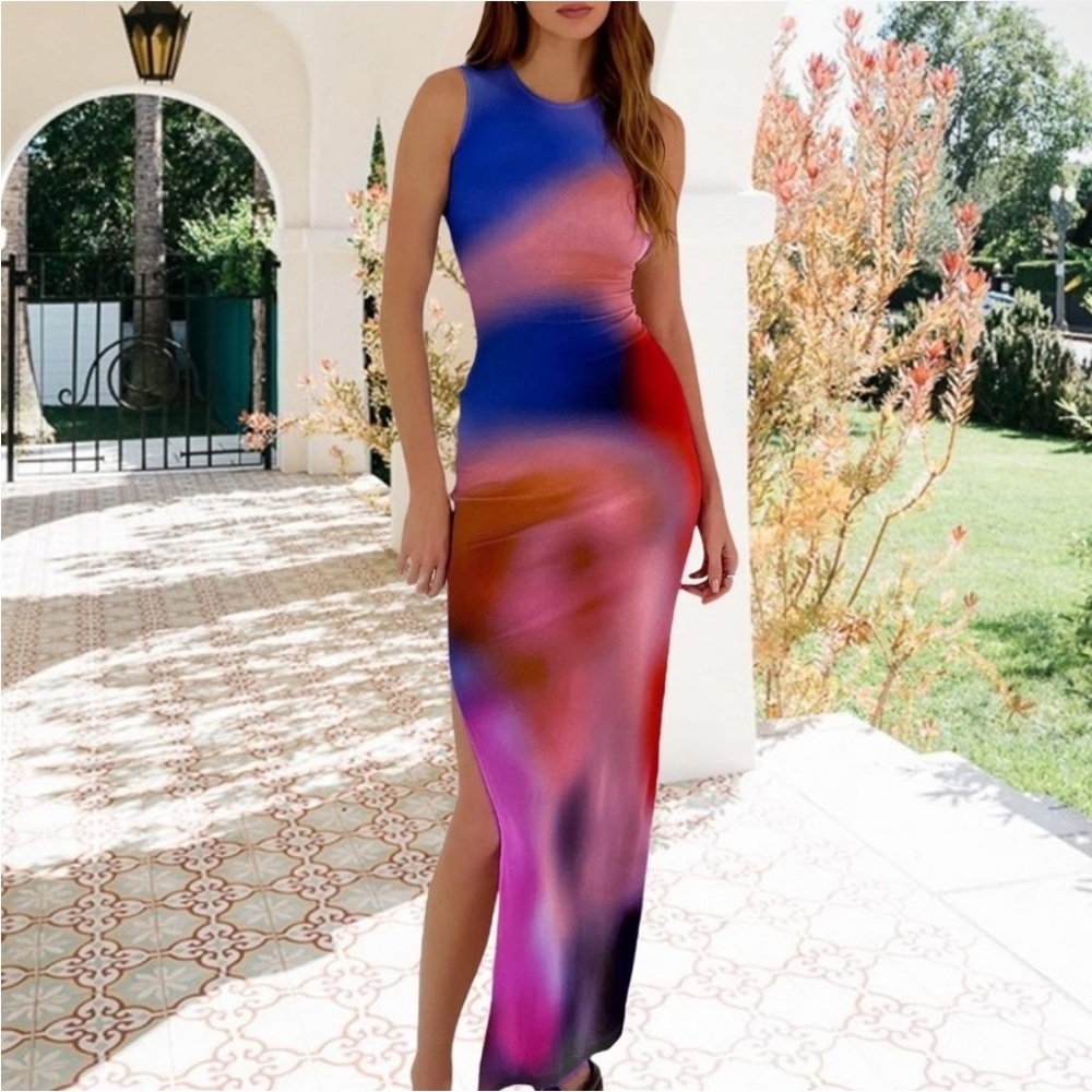 Multicolor Sleeveless Maxi Dress - Picture 1 of 6
